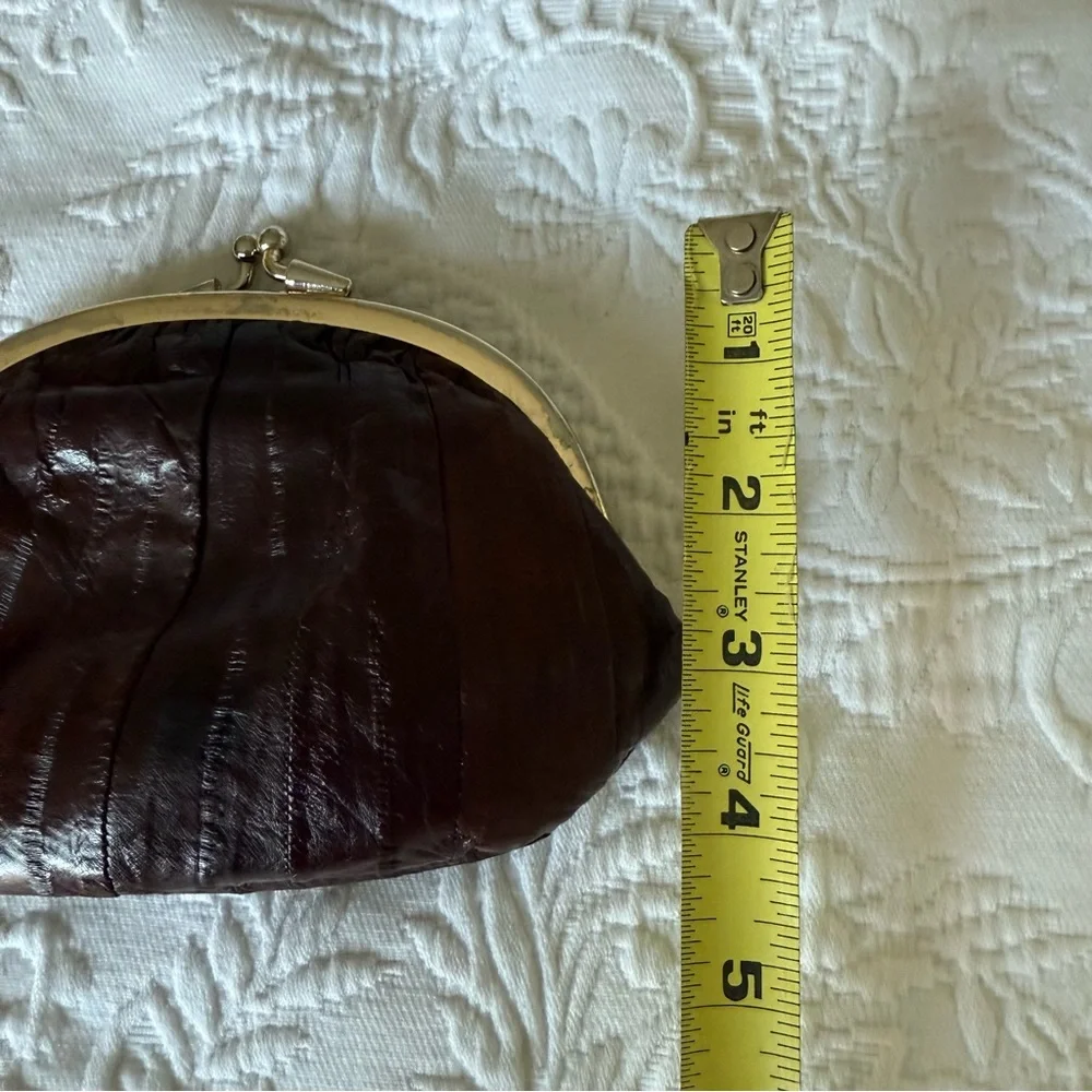 Vintage Leather by the Sea Real Eel Skin Classic Brown Clutch